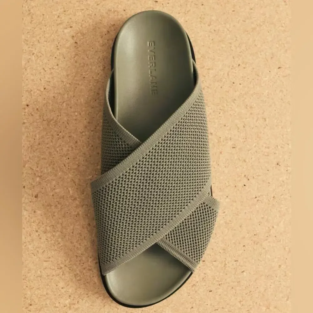 EVERLANE The ReKnit City Flatform Sandal Seagrass Green Crossover Strap 5 NEW - Picture 7 of 12